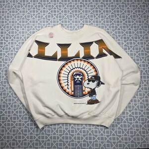 Rare VTG NWT University Illinois College Chief Illiniwek Snoopy Crewneck Large